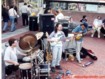 M3 Live in Harvard Square, note Comic book historian, 
the late Rich Morrissey, (my friend) on the far right.