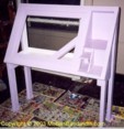 custom drafting table/light table designed 
and built by James Mobius